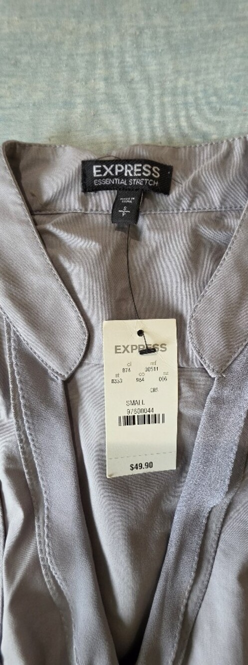 Express Women's Gray V-Neck Blouse